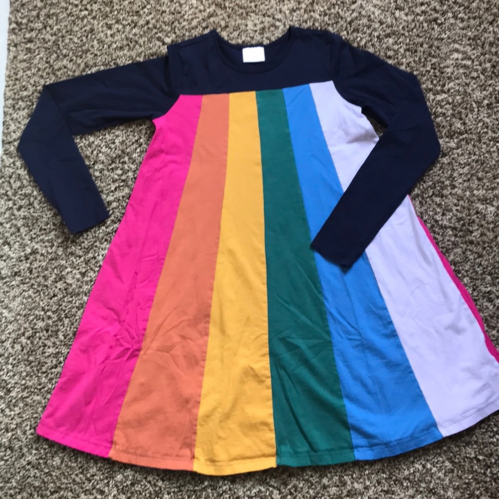 Hanna Andersson rainbow panel LS dress - size 12